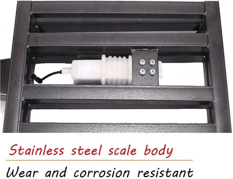 Heavy Duty Digital Platform Scale Built Tough Portable Electronic Weight Scale With Crisp Backlit Display Dead On Accuracy Ideal For Home Postal Warehouse Jobs Up To 150 Kg stainless steel scale body close-up showing durability and corrosion resistance.