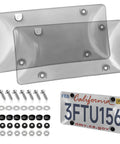Image of Clear License Plate Protectors 2 Pack with Screw Accessories and Frame for American Standard Cars, weatherproof design.