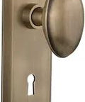 New York Plate With Keyhole Homestead Knob Passage Door Hardware Boss Antique Brass 2.375 Inch Forged Brass Classic Round Knob