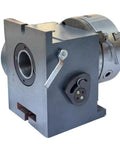 Premium 3 Jaw Chuck Indexing Head With Tailstock For Horizontal Or Vertical Use On Cnc Milling Machines showing cast iron construction and controls.