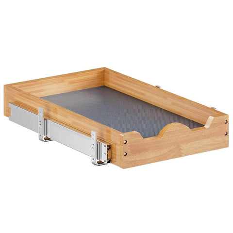 Smooth Riding One Tier Wood Pull Out Drawers For Base Cabinet Organization Kitchen Pantry Bathroom Storage With Slick Slide Runners Easy Install Pulling Tray No Sweat Upgrading System For Pots Pans And Groceries, wood slide tray close-up
