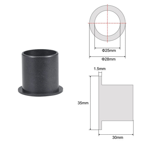 Heavy Duty Flanged Sleeve Bearings Compatible With 25mm Shafts And 28mm Bores To Enable Ridiculously Smooth Rig Transitions Premium Pom Oilless Bushings with dimensions shown