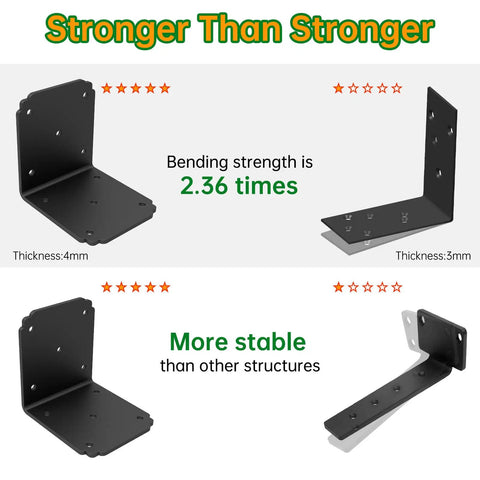 800+ Lb Capacity Heavy Duty 4x4 L Brackets For Pergola Decks And Wood Connections, Eight Pack Angle Metal Corner Braces For Shelves Fences And Outdoor Projects, 4mm Premium Iron Construction