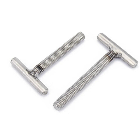 Hardcore 304 Stainless Steel T Slotted Screws And Weld On Studs M6 X 60MM cylindrical threaded fasteners close-up view.