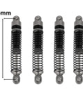 65mm Aluminum RC Shock Absorbers Set For 1/18 Crawler Upgrades With Threaded Bodies And Quick Preload, four shocks aligned