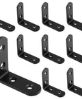 Heavy Duty Stainless Steel L Brackets Corner Brace Kit Right Angle Furniture Joint Reinforcement Hardware Tough As Nails Hella Solid Woodworking Support 2 By 2 Inch Black 8 Pack With Screws, black braces set