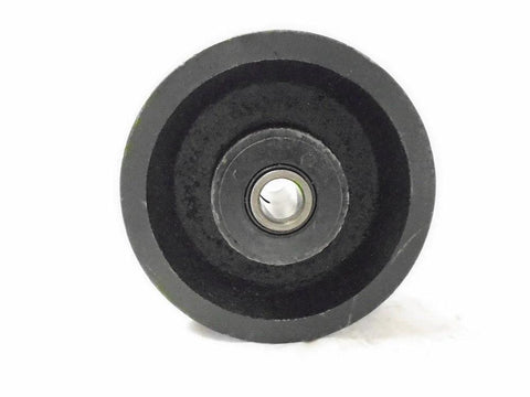 Heavy duty V-groove caster wheels, 4x2 inch iron steel with roller bearing, 600 lb capacity, black finish ideal for industrial uses