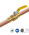 2 Inch Press Full Port Brass Ball Valve For Plumbing Pro Grade Heavy Duty Lead Free Brass With Yellow Lever Handle CSA NSF And CUPC Certified
