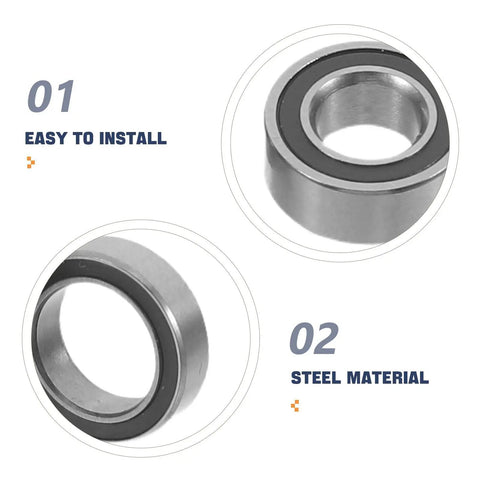 16 Piece RC Ball Bearings Kit For Replacement And Repair With High Strength Steel Deep Groove Sealed Bearings Low Friction To Boost Speed Stability And Control In RC Cars For Racing And Bashing, steel bearing close-up