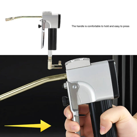 Close-up of Portable Pneumatic Grease Gun Kit With 400 Bar High Pressure Automatic Lever Metering Aluminum Alloy Body