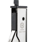 Close-up of the Pro Grade Nickel Plated Nibbling Tool For Cutting Square Holes in copper and aluminum panels, top view.