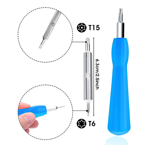 Fast Wall Charger And Replacement Ring Doorbell Screwdriver Kit With Orange Charging Cable And Blue Screws, blue handle, T6 T15 tips