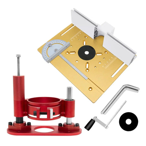 Dead Nuts Precise Aluminum Router Lift And Table Insert Plate Kit With Center Bushing, 240x200mm for woodworking adjustments.
