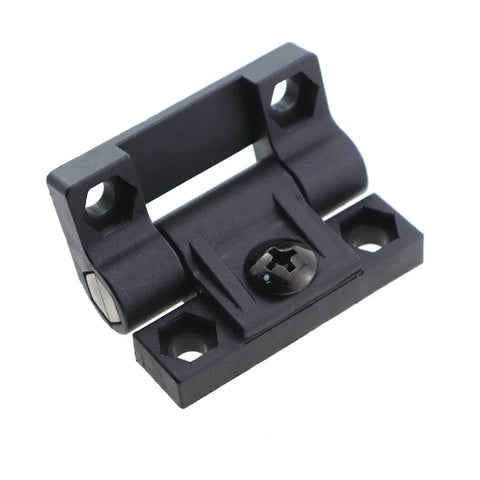 Set Of 4 Black Nylon Adjustable Damping Torque Hinges For Doors And Cabinets, 43x36mm, front view of hinge in black nylon