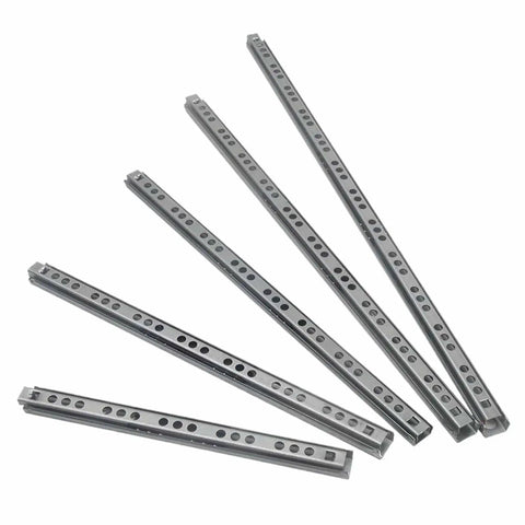 Side Mount Ball Bearing Drawer Rails Built Tough Heavy Duty Telescopic Slides For Smooth Quiet Opening Detachable Snap On Design Fits 7 To 16 Inch Drawers Steel Furniture Hardware Fittings, visible in a set of steel rails.