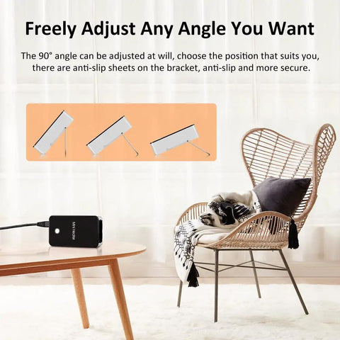 Freely adjustable angle feature of Compact Portable Space Heater For Desk And Office, Personal Electric Warmer, Black.