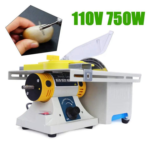 Badass Mini Lapidary Saw And Gem Grinder Polisher With Flexible Shaft, Heavy Duty rock cutter with 750W motor for precise shaping.