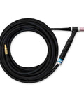 A 150 TIG Torch Kit Mono Flex 25 Foot Hand Held Air Cooled TIG Welding Torch Workhorse with Diamond Grip Head shown coiled