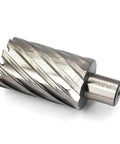Close-up of annular cutter with Weldon shank and 3/4-inch cutting diameter.