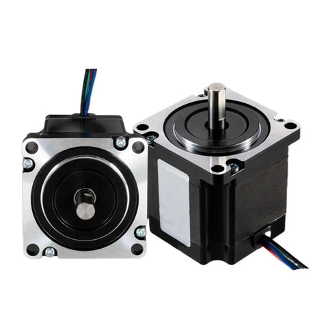 NEMA 23 Stepper Motor 1.3N.m Torque, 4A 2 Phase 4 Wire, 57x57mm Frame, 55mm Body, 8mm Dual Shaft, Beast Torque For CNC And 3D Printer Drives, Precise 1.8 Degree Step, Great For Automation Projects, black metal motor with dual shafts