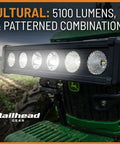 Heavy Duty LED Work Light Bar For Trucks And Heavy Equipment 60W 5100 Lumens mounted on a tractor with clear combo beam.