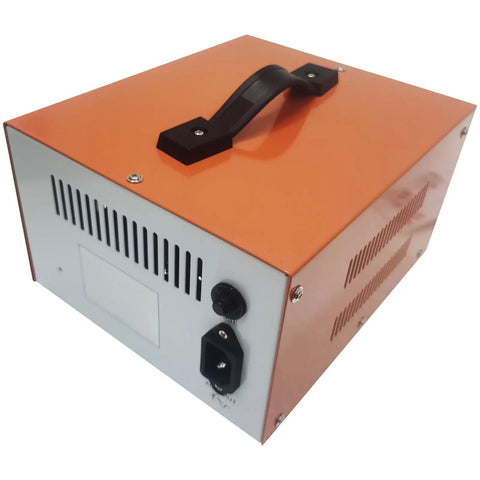 Yokoma Pneumatic Foot Sealer Shrink Bag Corner Cutter With Precision 45 Degree Angle Trim rear view showing power settings and handle.