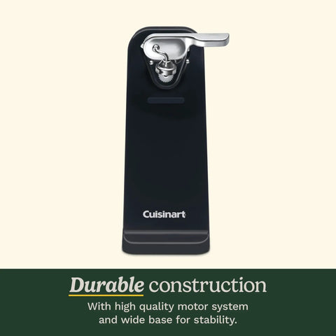 Reliable Automatic Electric Can Opener With Simple One Touch Activation And Secure Nonslip Base For No Sweat Everyday Kitchen Cooking And Canning Prep In Sleek Black, showing durable flat base and motor.