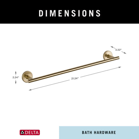 Trinsic 18 Inch Towel Bar In Champagne Bronze For Your Bath Upgrade with dimensions shown, rugged zinc die cast build.