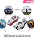 Straight Up Heavy Duty Positive And Negative Battery Terminal Connector Pair Rust Resistant Galvanized Iron Clamps for various vehicles.