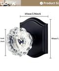 4 Pack Glass Dummy Door Knobs Matte Black Non Turning Crystal Half Dummy Handles For Closet Bifold Hallway Pantry And Laundry Room Inactive No Lock Decorative Door Hardware Easy Install with dimensions