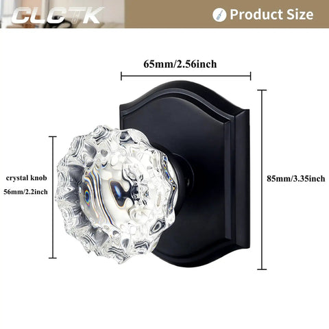 4 Pack Glass Dummy Door Knobs Matte Black Non Turning Crystal Half Dummy Handles For Closet Bifold Hallway Pantry And Laundry Room Inactive No Lock Decorative Door Hardware Easy Install with dimensions