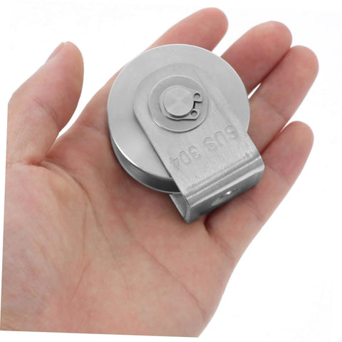 Hand holding Heavy Duty Stainless Steel Pulley Wheel Set for Sliding Door Tracks, showing compact size and high load capacity.