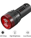 Red Indicator Light With Buzzer 24V ACDC 22Mm Panel Mount Flasher Alarm For Electrical Control Panels HVAC DIY Bright LED Buzzer