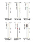 Six Piece Diamond Grinding Bit Set For Rotary Tools With 1.6mm, 2mm, 2.5mm, 3mm, And 6mm Sizing, 2.35mm Shank, 45mm Length