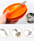 Hand holding Magnetic Parts Tray Set With Two Magnetic Bowls And Telescopic Magnetic Pick Up Tool For Easy Garage Organization