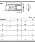 Dimensions and specifications chart for Built Tough 304 Stainless Steel Spring Ball Plunger Set Screws M8 X 40Mm.