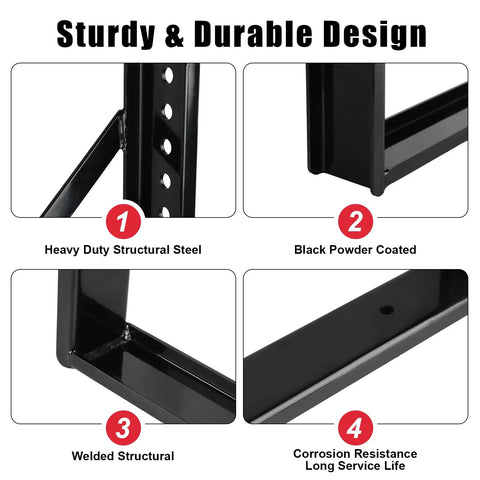 Heavy Duty Steel Truck Toolbox Bracket Kit 18 By 18 Inches with welded structural mounts and black powder coating