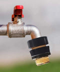 Three Quarter Inch Garden Hose Quick Connect Fittings Set With 8 Male And 8 Female Aluminum Connectors, Rubber Washers Included on faucet