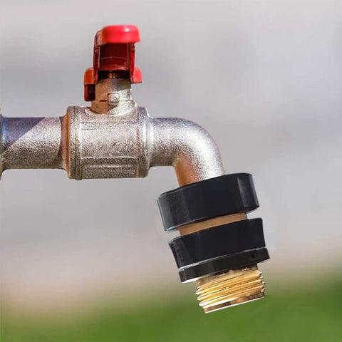 Three Quarter Inch Garden Hose Quick Connect Fittings Set With 8 Male And 8 Female Aluminum Connectors, Rubber Washers Included on faucet