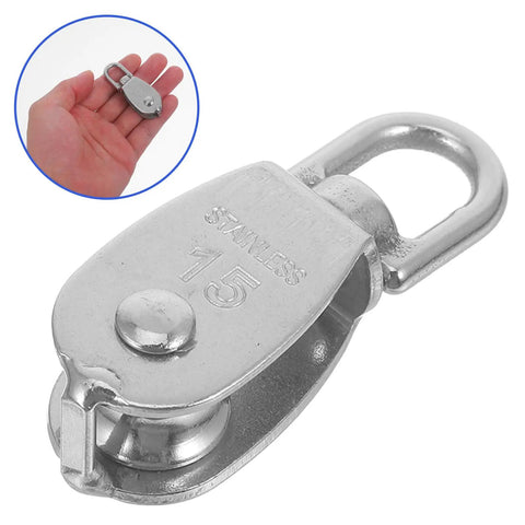 304 Stainless Steel Single Swivel Pulley Block, Beefy Heavy Duty Cable Pulley Wheel, Traction Roller For Wire Rope Lifting And Towing, Rugged Rigging Gear For Safe Hauling, 15mm