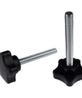 Kasteco 2-pack M8 x 60mm star hand knob tightening screws; black plastic knobs with silver threaded rods