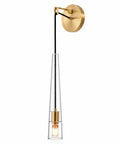 XYDikssn Crystal Wall Sconces, Brushed Gold Brass Wall Lights with Clear Crystal Glass, Hardwired Hanging Wall Lamps for Bathroom Vanity Mirror, Bedroom, Living Room and Hallway(1 Pack,Buld Included) with pendant shape and gold accent.