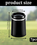 Seven Piece Black Golf Ferrules With Silver Ring For 0.370 Inch Iron Shafts DIY Friendly Club Building Repair And Shaft Install Durable ABS Ferrule Set For Easy Install And Upgrade shown in dimensions view