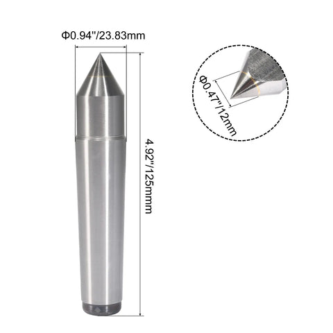 Rugged Mt3 Lathe Tailstock Dead Center Featuring Tungsten Carbide Tipped Sixty Degree Point With Half Notched Shank For Workshop Grade Metal Milling And Finewood Craft Projects