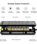 Power Strip Surge Protector With 12 Outlets, 4 USB Ports, And 1 USB-C Port 5V 3A, 2360 Joules, demonstrating internal components