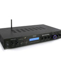 Bluetooth Home Theater Receiver With 200W 5 Channels Sub Out Karaoke Ready Dual Mic Wireless Streaming USB SD MP3 Player RCA Input FM Radio LCD Display PDA7BU front view