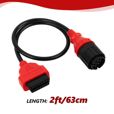 10 Pin To 16 Pin OBD2 Adapter For BMW Motorcycles 1996 Through 2016 Diagnostic Cable 2ft 63cm red connectors