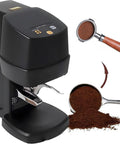 Automatic Espresso Tamper With Smart Sensor For No Sweat Auto Fill And Tamp Inside 58mm Stainless Shell, black countertop model.