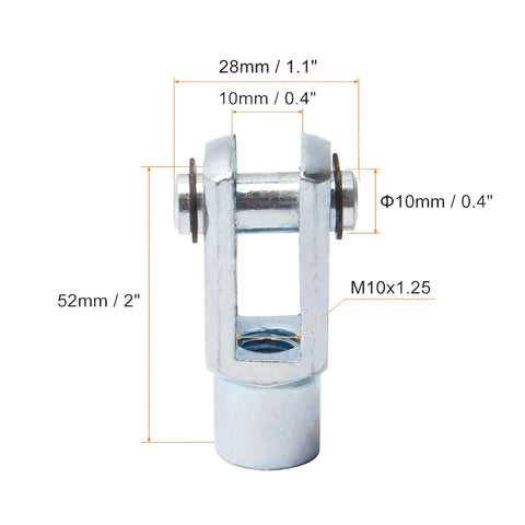 Air Cylinder Rod Clevis End Y Connector 2-Pack M8x1.25 Female Thread 40mm Length Iron Joint for Pneumatic Cylinders Heavy-Duty Build Wear-Resistant Easy Install Ideal for DIY Projects and Machinery, measured side view