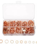 Badass Heavy Duty 400 Pcs Flat Copper Washers Kit Heat Resistant Seal Set For Cars Injectors Drain Plugs Universal M5 M6 M8 M10 M12 M14 Sizes Leak Proof Top Rated Seals That Hold Up Under Heat Always For Street Kings, assorted copper washers in case